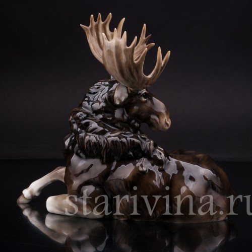 Фарфоровая фигурка Лежащий лось, Hutschenreuther, Германия, 1938-55 гг.