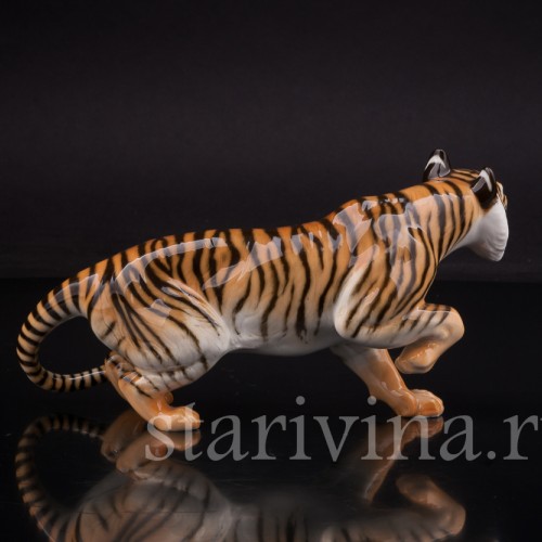 Статуэтка из фарфора Охотящийся тигр, Hutschenreuther, Германия, 1970 гг.