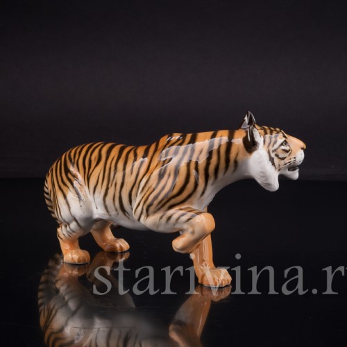 Статуэтка из фарфора Охотящийся тигр, Hutschenreuther, Германия, 1970 гг.