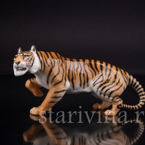 Статуэтка из фарфора Охотящийся тигр, Hutschenreuther, Германия, 1970 гг.