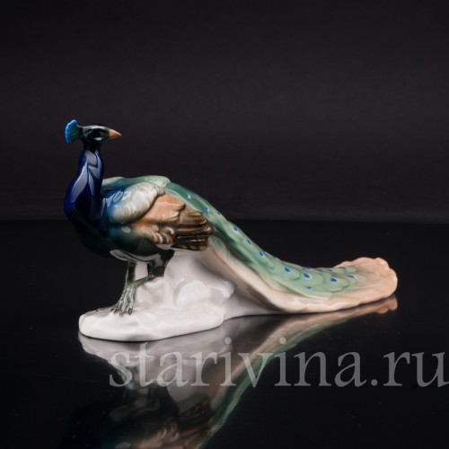 Фигурка птицы из фарфора Павлин, Karl Ens, Германия, 1920-30 гг.