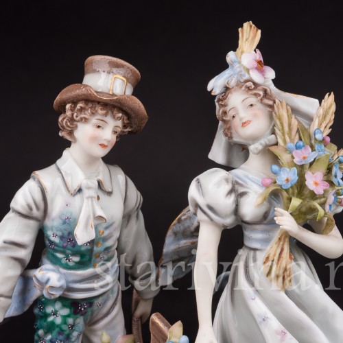 Фарфоровая статуэтка Страна цветов, пара Volkstedt, Германия, кон. 19 в.