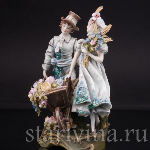 Фарфоровая статуэтка Страна цветов, пара Volkstedt, Германия, кон. 19 в.