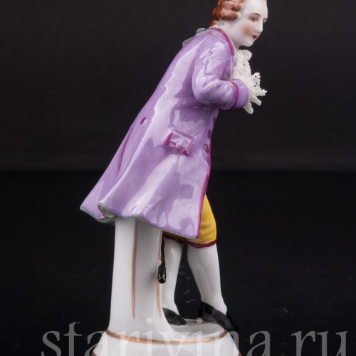 Фигурка из фарфора Кавалер со шпагой, кружевная миниатюра, Muller & Co, Германия, нач. 20 века.