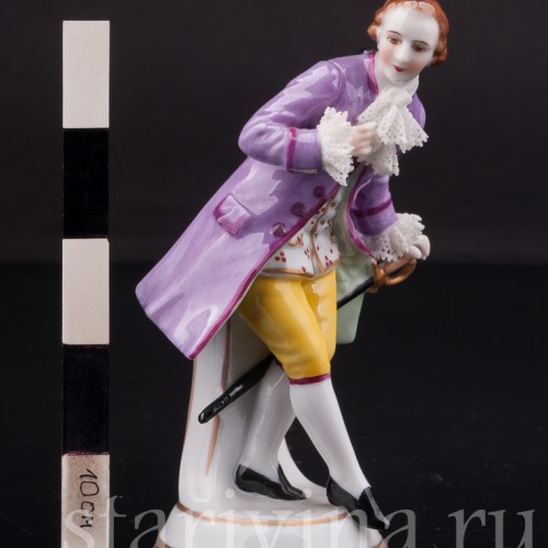 Фигурка из фарфора Кавалер со шпагой, кружевная миниатюра, Muller & Co, Германия, нач. 20 века.