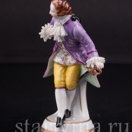 Фигурка из фарфора Кавалер со шпагой, кружевная миниатюра, Muller & Co, Германия, нач. 20 века.