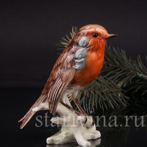 Фигурка птицы из фарфора Малиновка, Goebel, Германия, 1968 г.