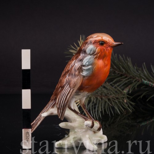Фигурка птицы из фарфора Малиновка, Goebel, Германия, 1968 г.