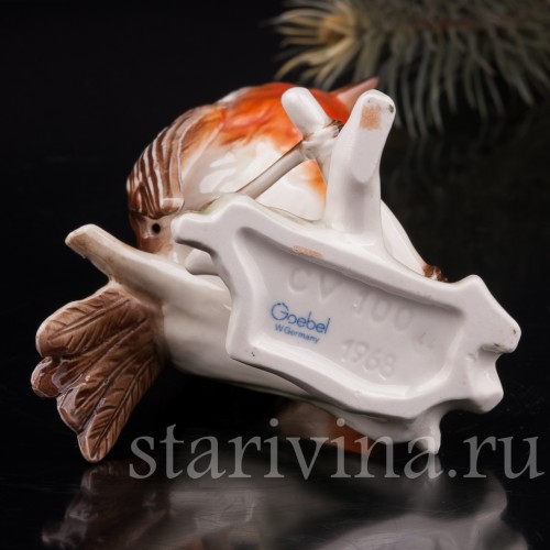 Фигурка птицы из фарфора Малиновка, Goebel, Германия, 1968 г.