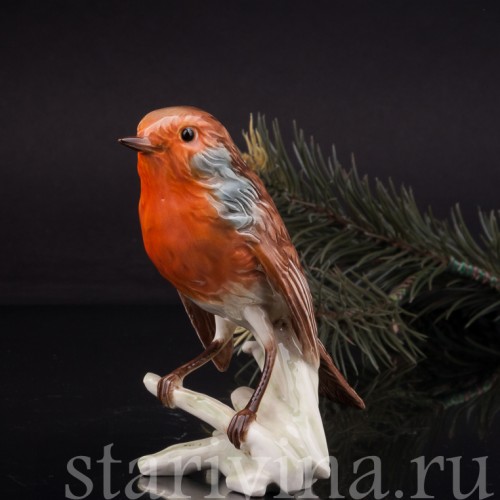 Фигурка птицы из фарфора Малиновка, Goebel, Германия, 1968 г.