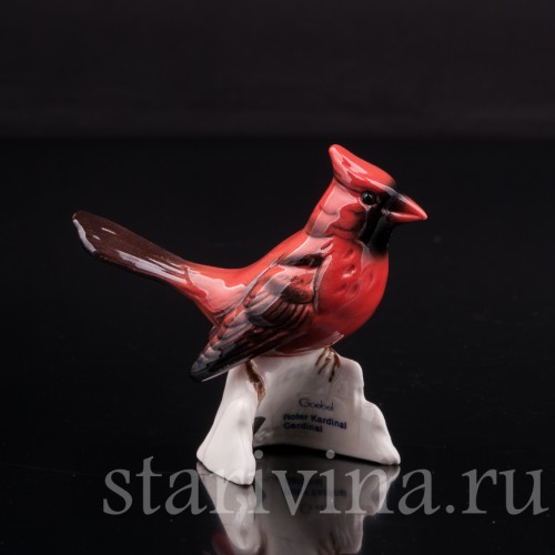 Фигурка птицы из фарфора Красный кардинал, миниатюра, Goebel, Германия, до 1991 г.
