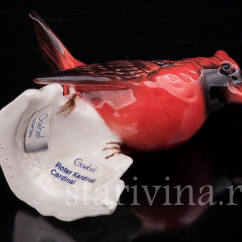 Фигурка птицы из фарфора Красный кардинал, миниатюра, Goebel, Германия, до 1991 г.