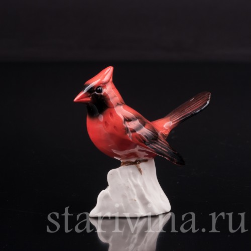 Фигурка птицы из фарфора Красный кардинал, миниатюра, Goebel, Германия, до 1991 г.