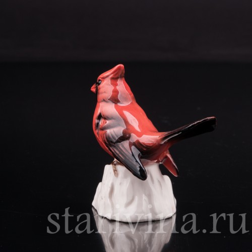 Фигурка птицы из фарфора Красный кардинал, миниатюра, Goebel, Германия, до 1991 г.