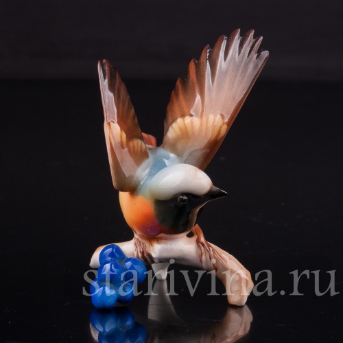 Фигурка птицы из фарфора Горихвостка, миниатюра, Hutschenreuther, Германия, 1980 гг.