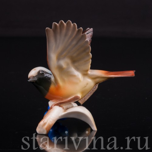 Фигурка птицы из фарфора Горихвостка, миниатюра, Hutschenreuther, Германия, 1980 гг.