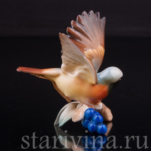 Фигурка птицы из фарфора Горихвостка, миниатюра, Hutschenreuther, Германия, 1980 гг.