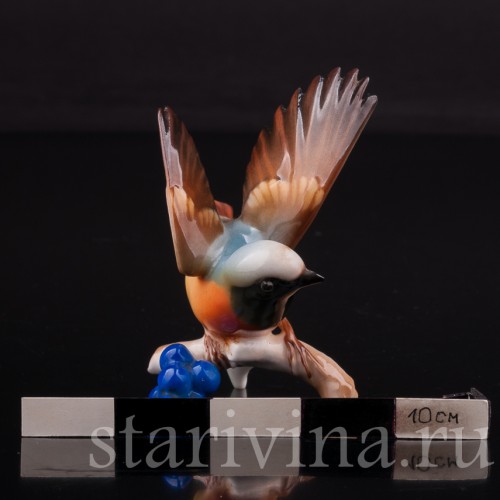 Фигурка птицы из фарфора Горихвостка, миниатюра, Hutschenreuther, Германия, 1980 гг.
