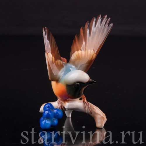 Фигурка птицы из фарфора Горихвостка, миниатюра, Hutschenreuther, Германия, 1980 гг.