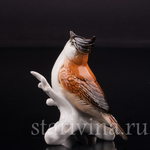 Фарфоровая статуэтка птицы Хохлатая синица, Karl Ens, Германия, вт. пол. 20 века.