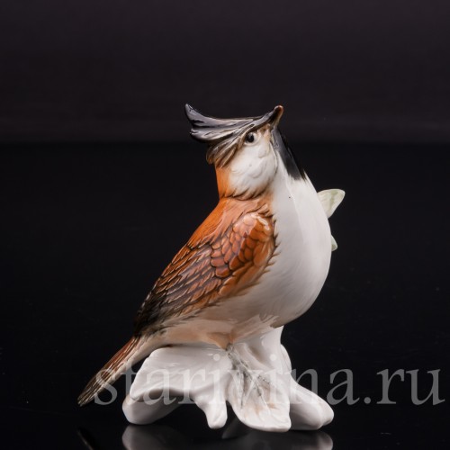 Фарфоровая статуэтка птицы Хохлатая синица, Karl Ens, Германия, вт. пол. 20 века.