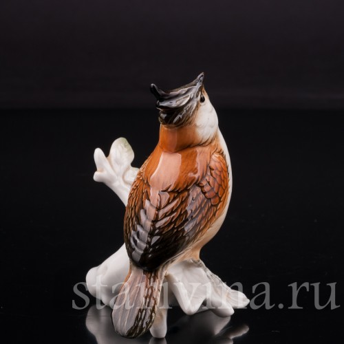 Фарфоровая статуэтка птицы Хохлатая синица, Karl Ens, Германия, вт. пол. 20 века.