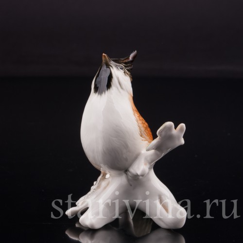 Фарфоровая статуэтка птицы Хохлатая синица, Karl Ens, Германия, вт. пол. 20 века.