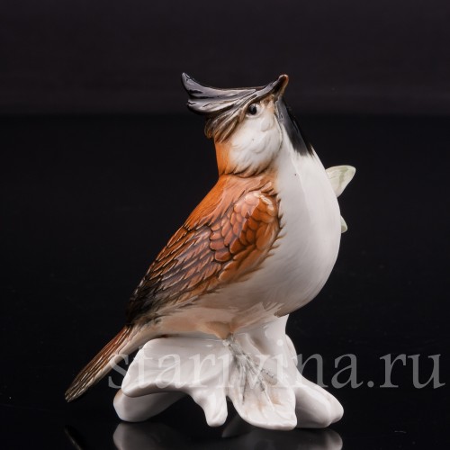 Фарфоровая статуэтка птицы Хохлатая синица, Karl Ens, Германия, вт. пол. 20 века.