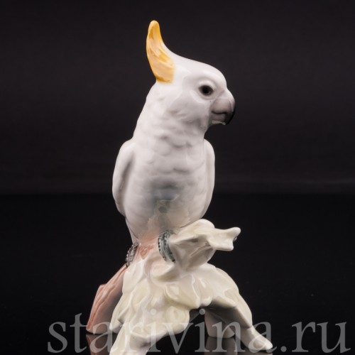 Статуэтка птицы из фарфора Попугай Какаду, миниатюра, Goebel, Германия, до 1990 г.