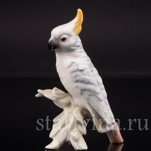 Статуэтка птицы из фарфора Попугай Какаду, миниатюра, Goebel, Германия, до 1990 г.