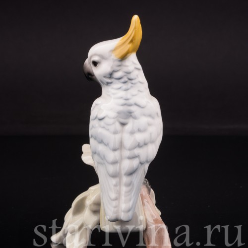 Статуэтка птицы из фарфора Попугай Какаду, миниатюра, Goebel, Германия, до 1990 г.