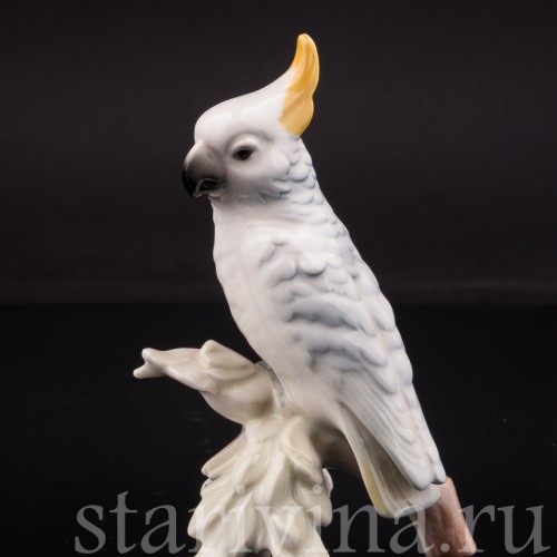 Статуэтка птицы из фарфора Попугай Какаду, миниатюра, Goebel, Германия, до 1990 г.