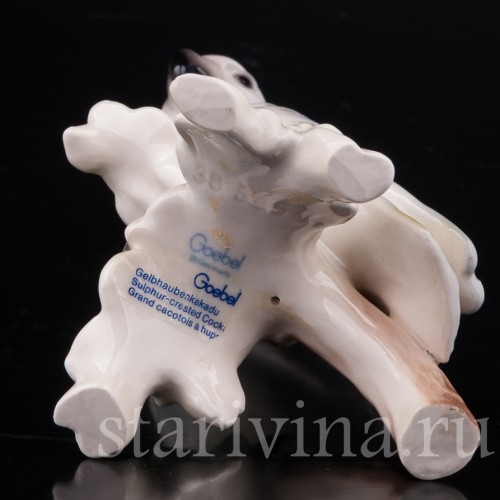 Статуэтка птицы из фарфора Попугай Какаду, миниатюра, Goebel, Германия, до 1990 г.