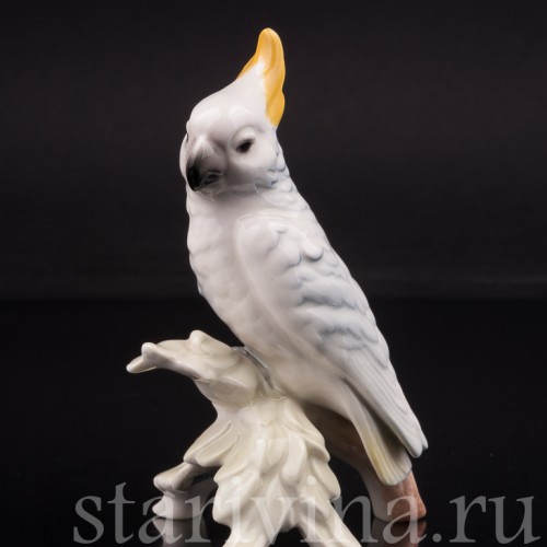 Статуэтка птицы из фарфора Попугай Какаду, миниатюра, Goebel, Германия, до 1990 г.