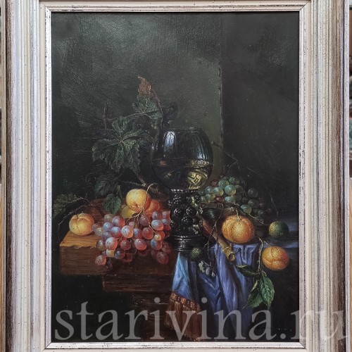 Картина маслом на доске Натюрморт с бокалом, Италия, сер. 20 в.