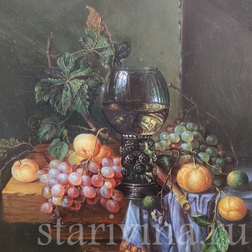 Картина маслом на доске Натюрморт с бокалом, Италия, сер. 20 в.