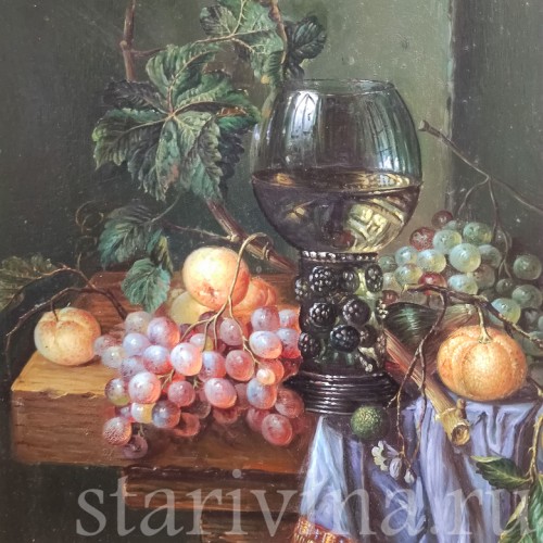 Картина маслом на доске Натюрморт с бокалом, Италия, сер. 20 в.
