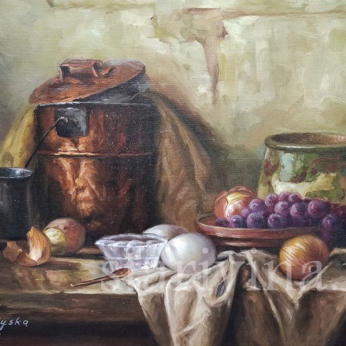 Картина маслом Натюрморт с луком, Германия, вт. пол. 20 в.
