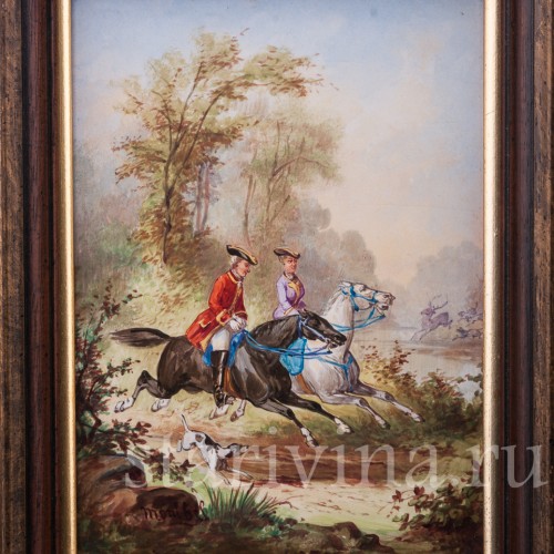 Две картины на фарфоре Сцены охоты, Германия, пер. пол. 20 в.