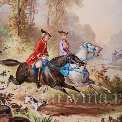 Две картины на фарфоре Сцены охоты, Германия, пер. пол. 20 в.