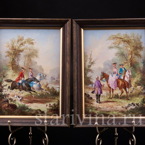 Две картины на фарфоре Сцены охоты, Германия, пер. пол. 20 в.