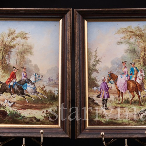 Две картины на фарфоре Сцены охоты, Германия, пер. пол. 20 в.