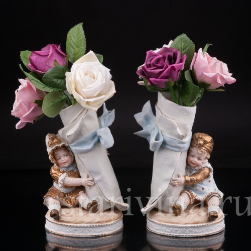 Парные фарфоровые статуэтки Малыши с нотами, Германия, кон. 19, нач. 20 вв.