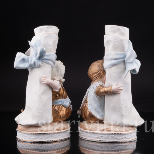 Парные фарфоровые статуэтки Малыши с нотами, Германия, кон. 19, нач. 20 вв.