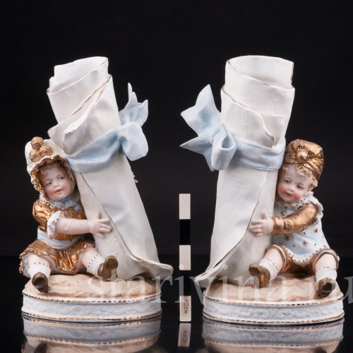 Парные фарфоровые статуэтки Малыши с нотами, Германия, кон. 19, нач. 20 вв.