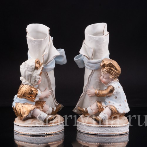 Парные фарфоровые статуэтки Малыши с нотами, Германия, кон. 19, нач. 20 вв.