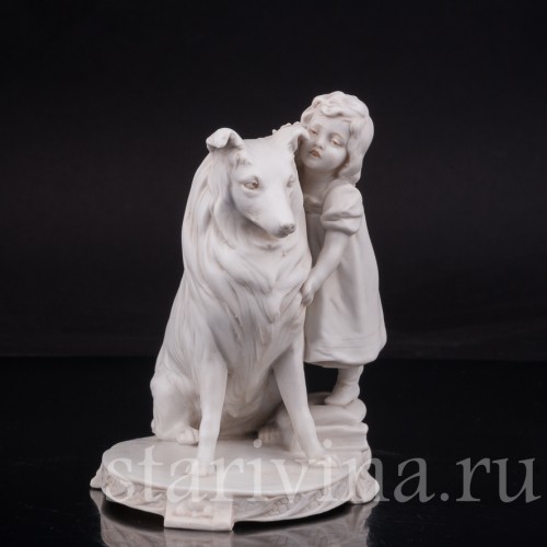 Фарфоровая статуэтка девушки Девочка с собакой, Goebel, Германия, нач. 20 в.
