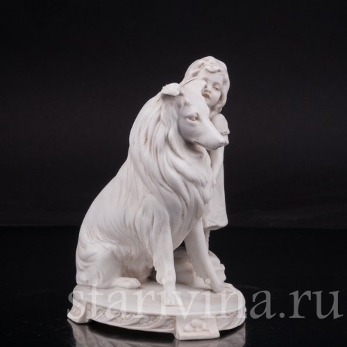 Фарфоровая статуэтка девушки Девочка с собакой, Goebel, Германия, нач. 20 в.