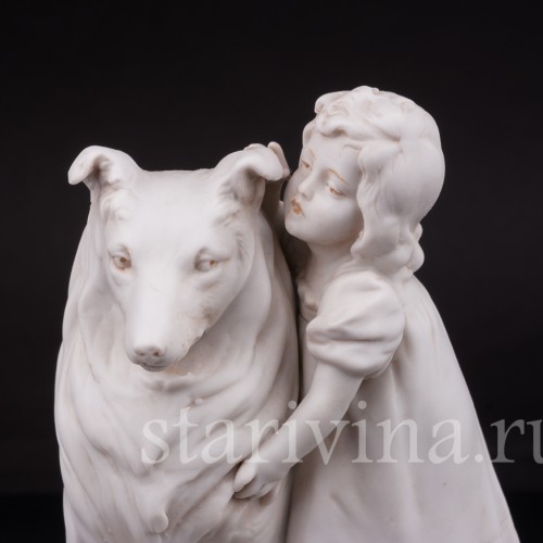 Фарфоровая статуэтка девушки Девочка с собакой, Goebel, Германия, нач. 20 в.