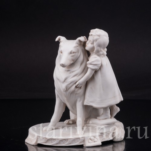 Фарфоровая статуэтка девушки Девочка с собакой, Goebel, Германия, нач. 20 в.